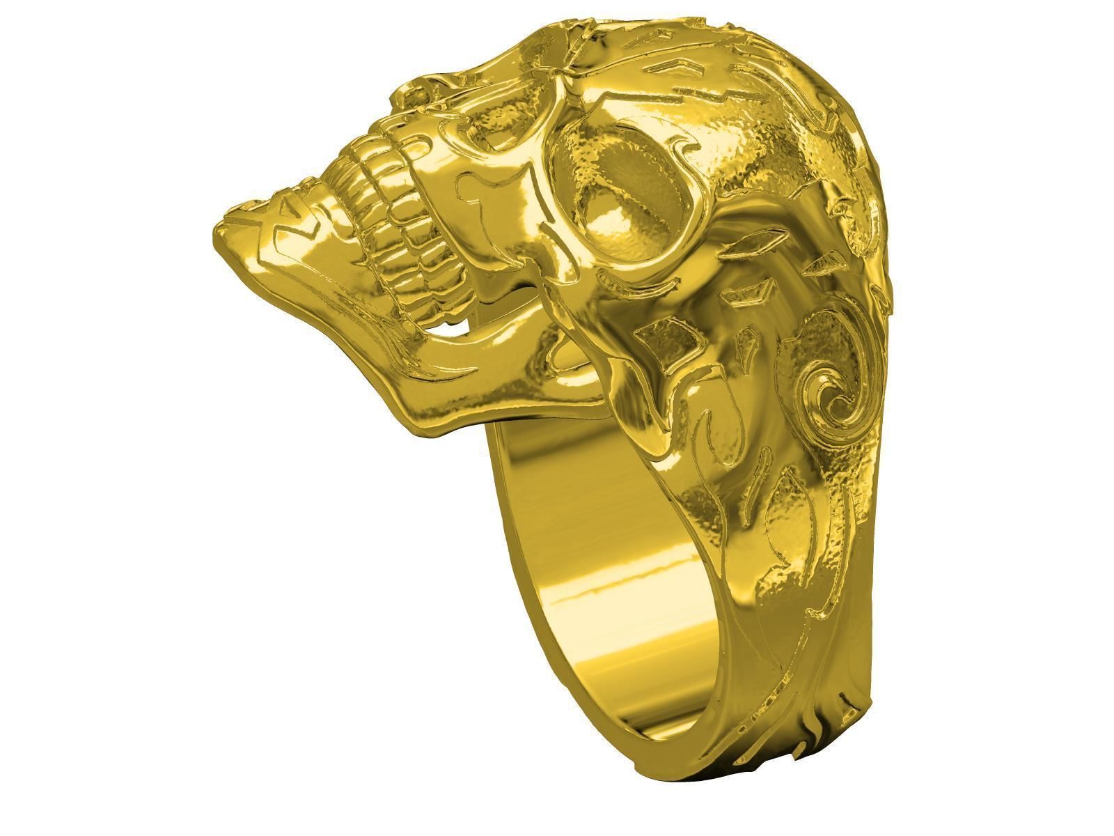 Skull Engraving Ring for Men 3D print model_4