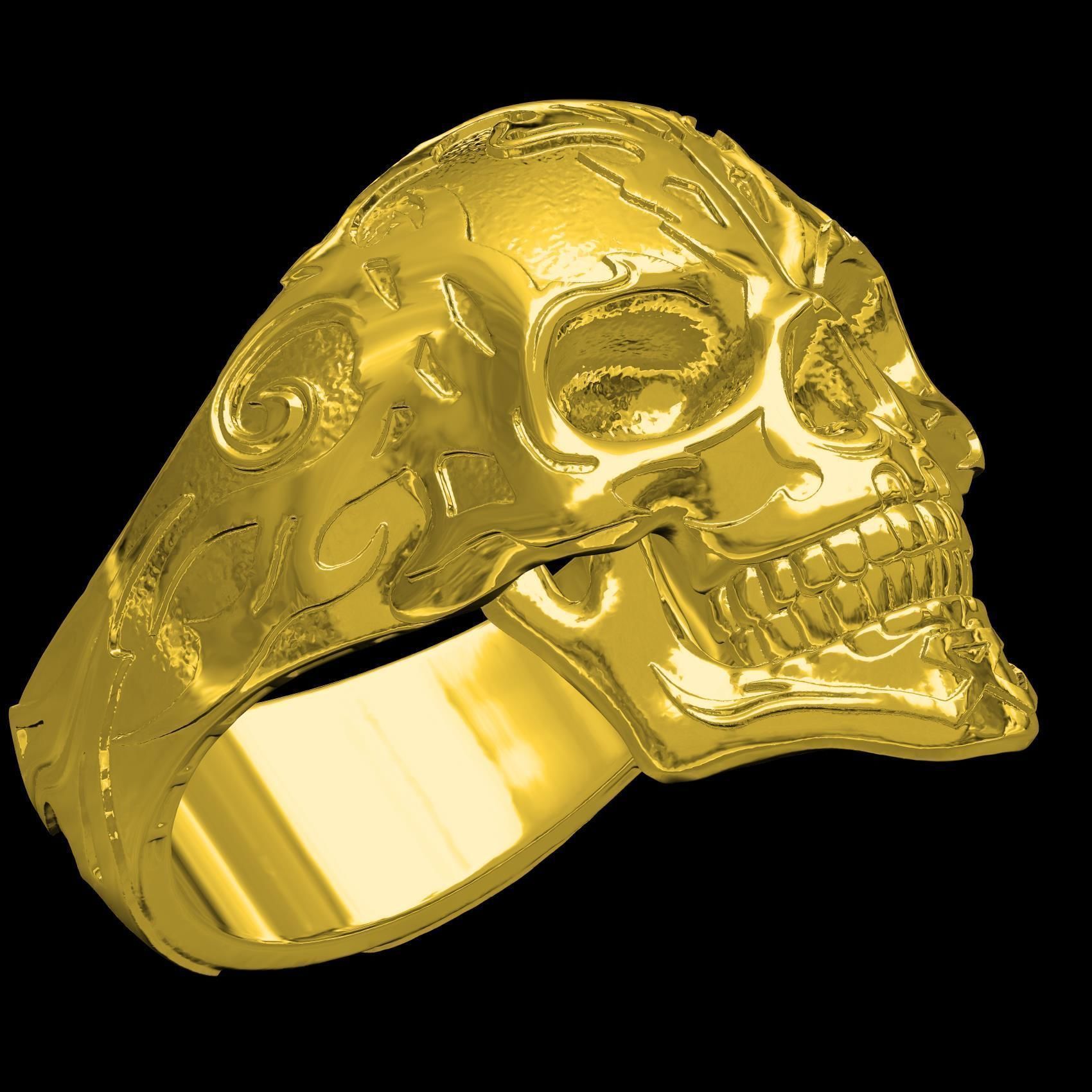 Skull Engraving Ring for Men 3D print model_11