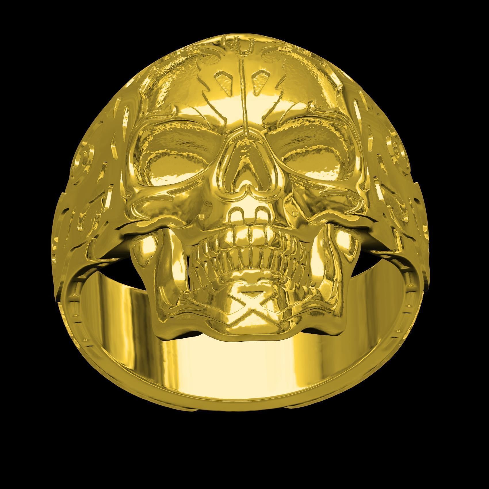 Skull Engraving Ring for Men 3D print model_9