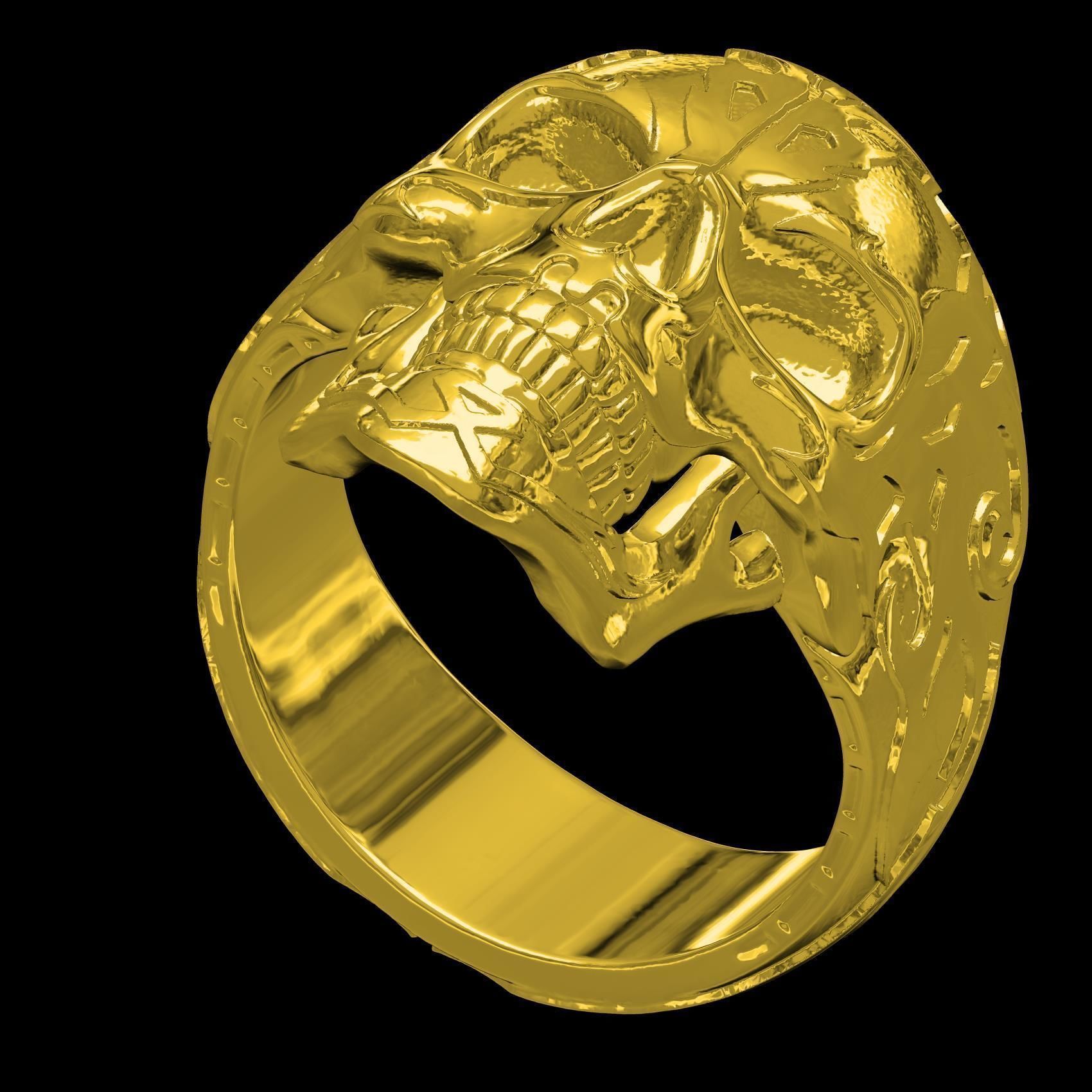 Skull Engraving Ring for Men 3D print model_12