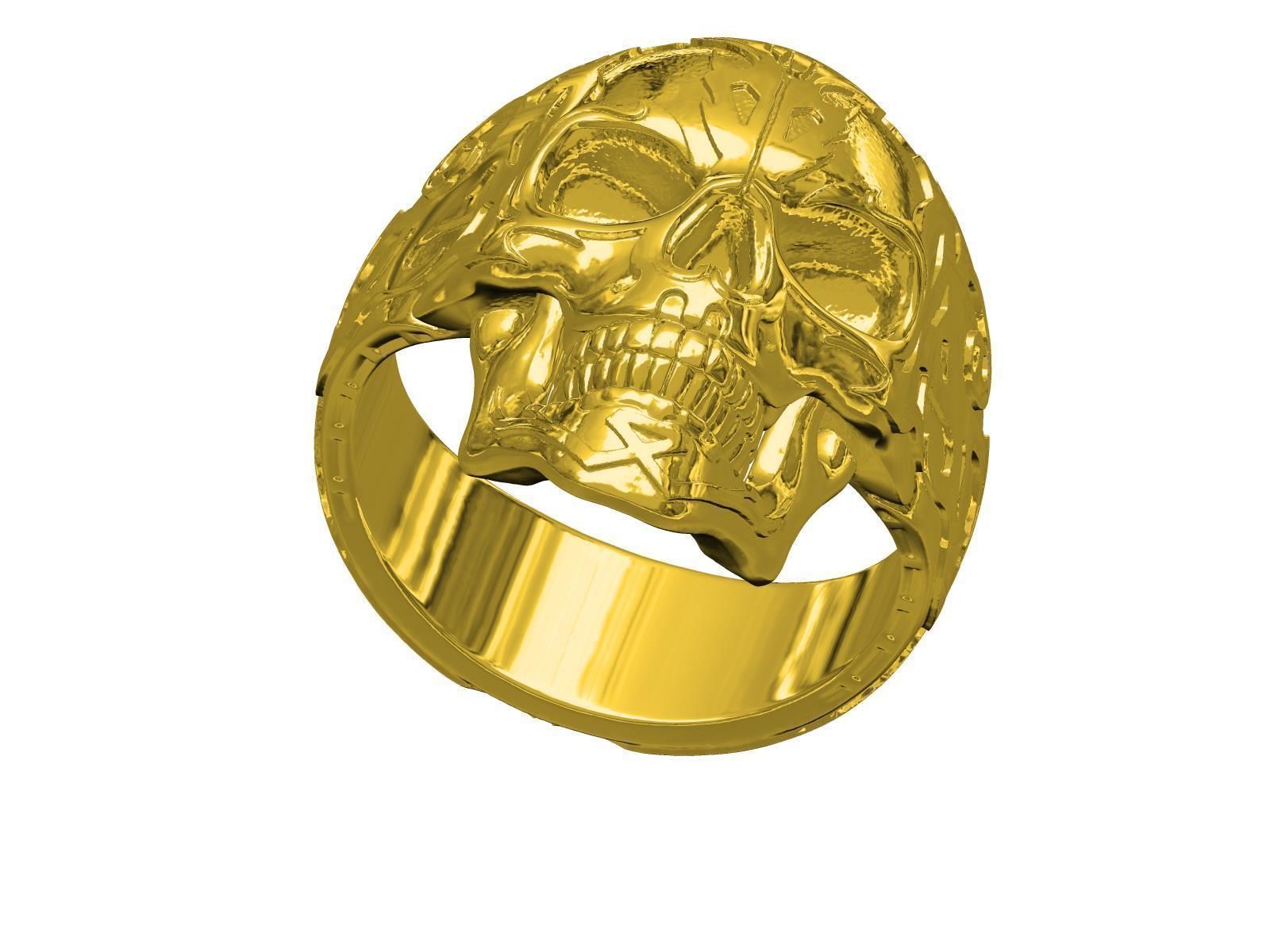 Skull Engraving Ring for Men 3D print model_5