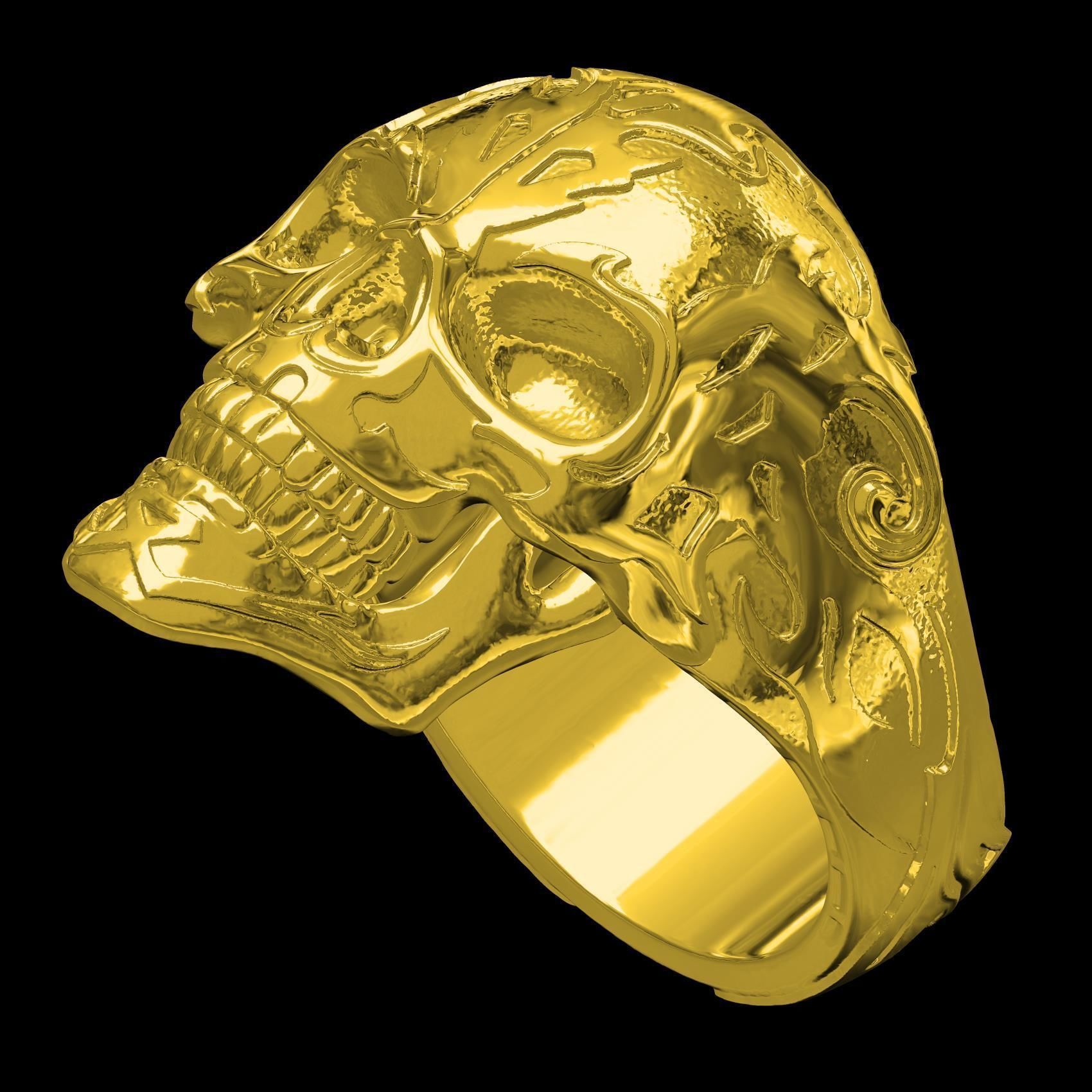 Skull Engraving Ring for Men 3D print model_10