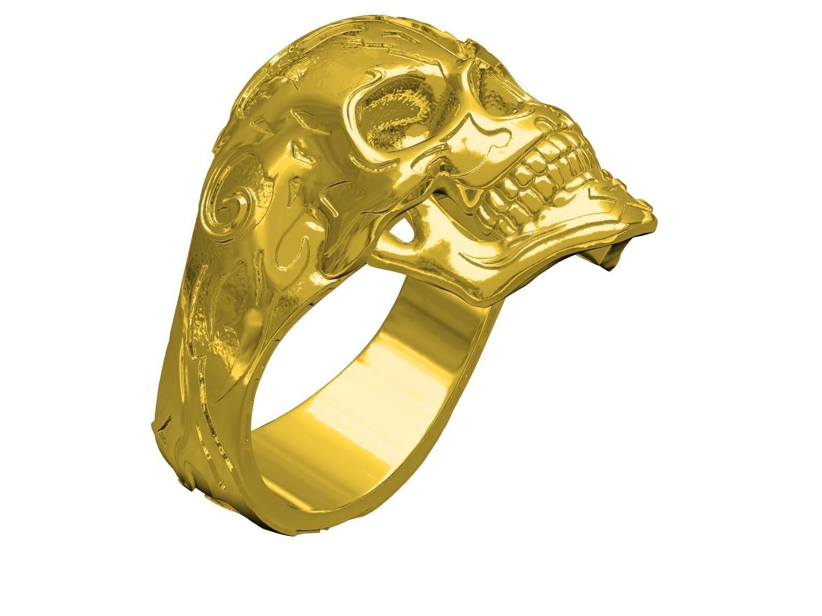 Skull Engraving Ring for Men 3D print model_6