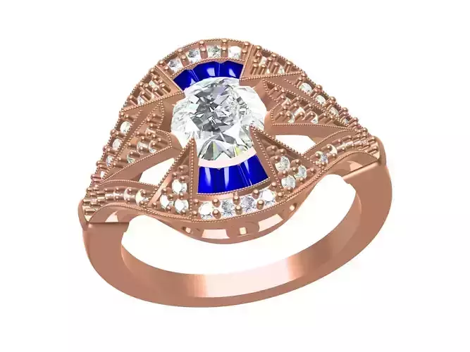 Unique Art Deco Engagement Ring for Women