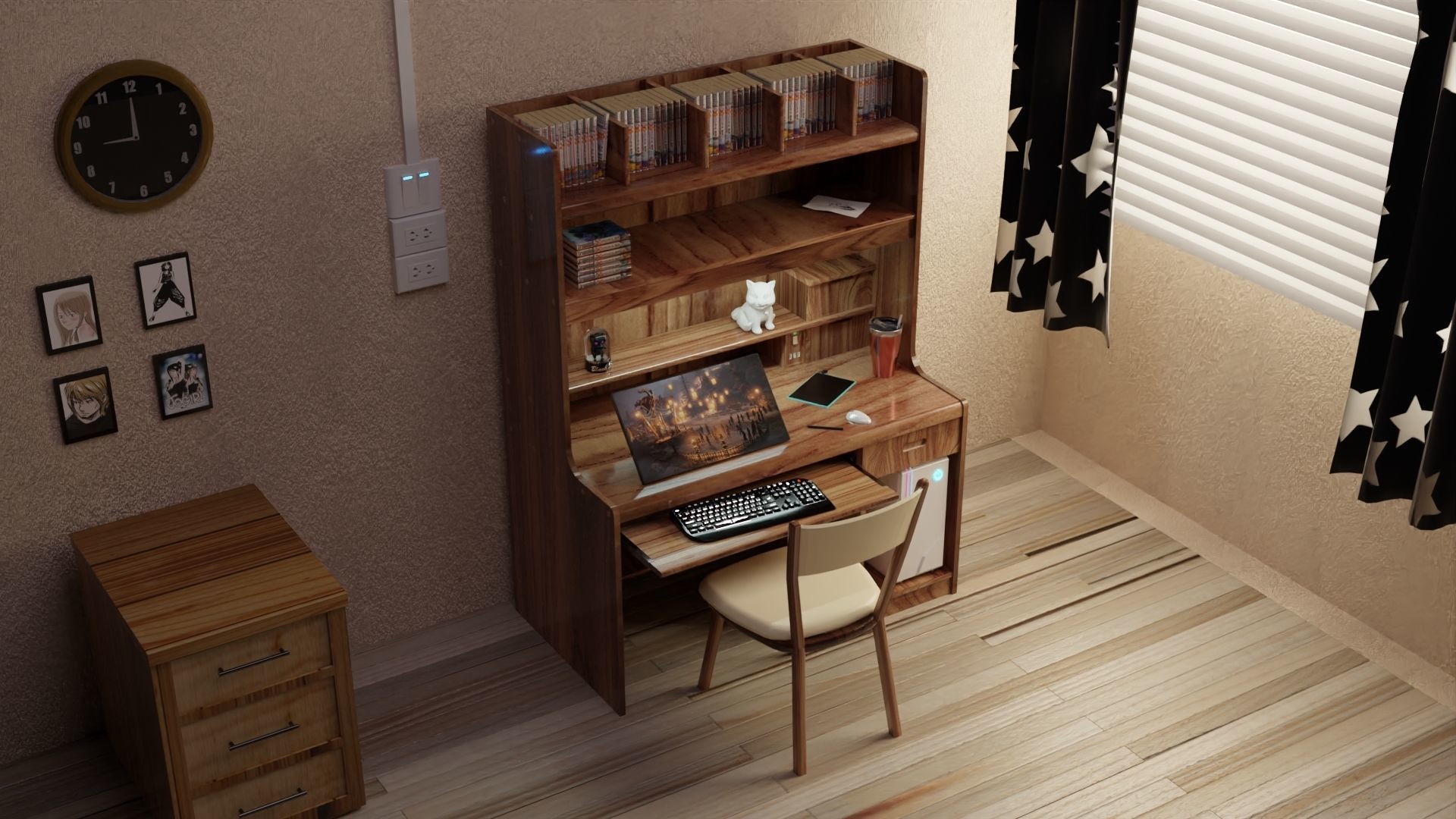 3D 90s Writing Desk 3D model_3