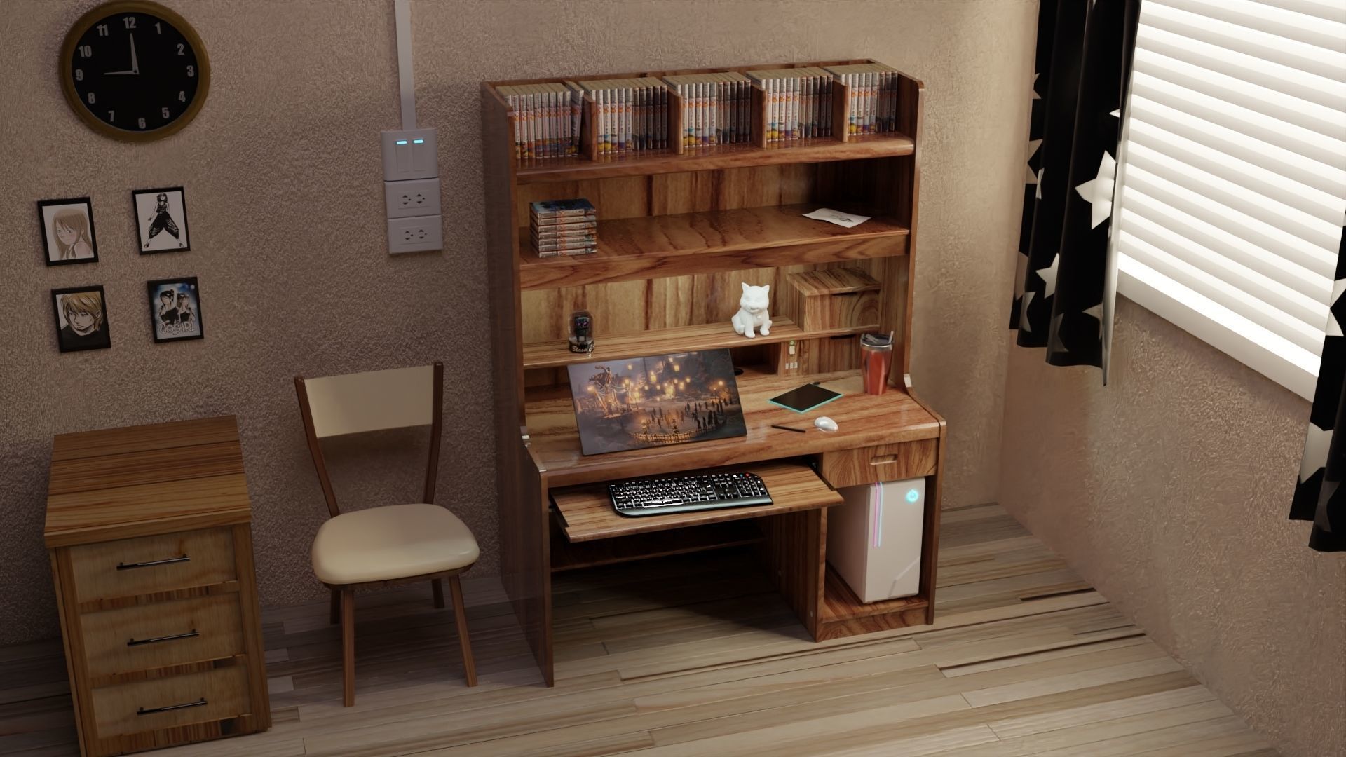 3D 90s Writing Desk 3D model_5
