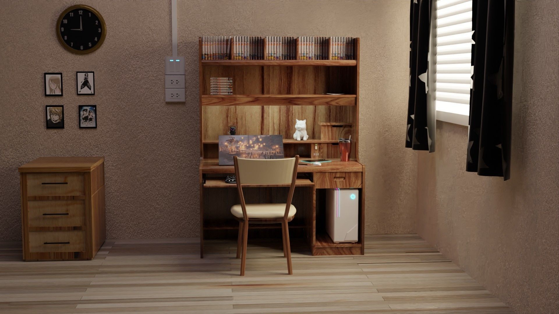 3D 90s Writing Desk 3D model_4