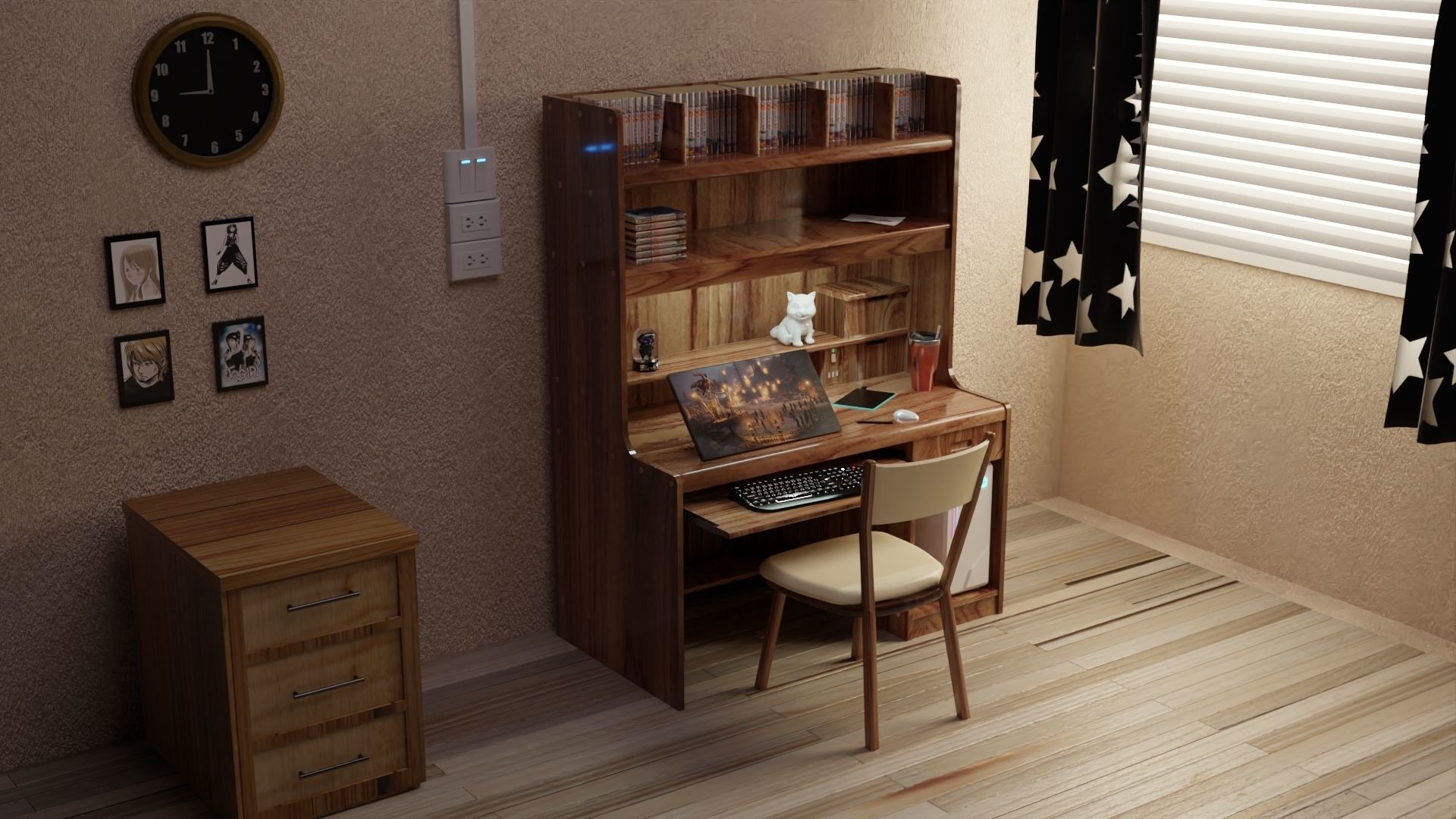 3D 90s Writing Desk 3D model_2
