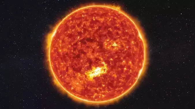 Stylized Burning Sun with Solar Flare  Low-poly 3D model
