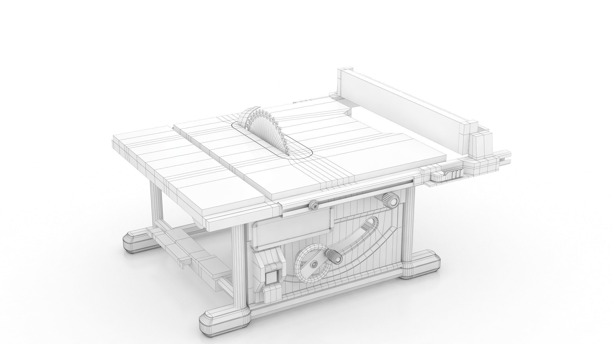 Table saw Low-poly 3D model_13