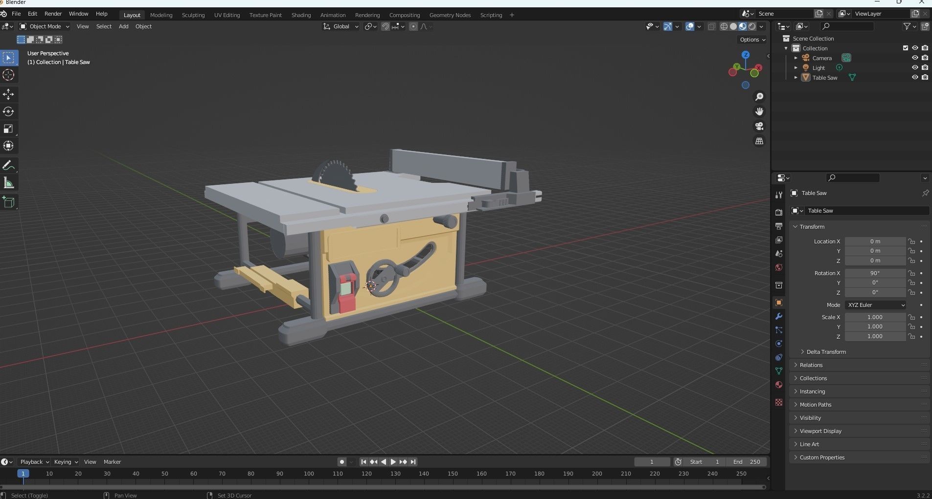 Table saw Low-poly 3D model_20