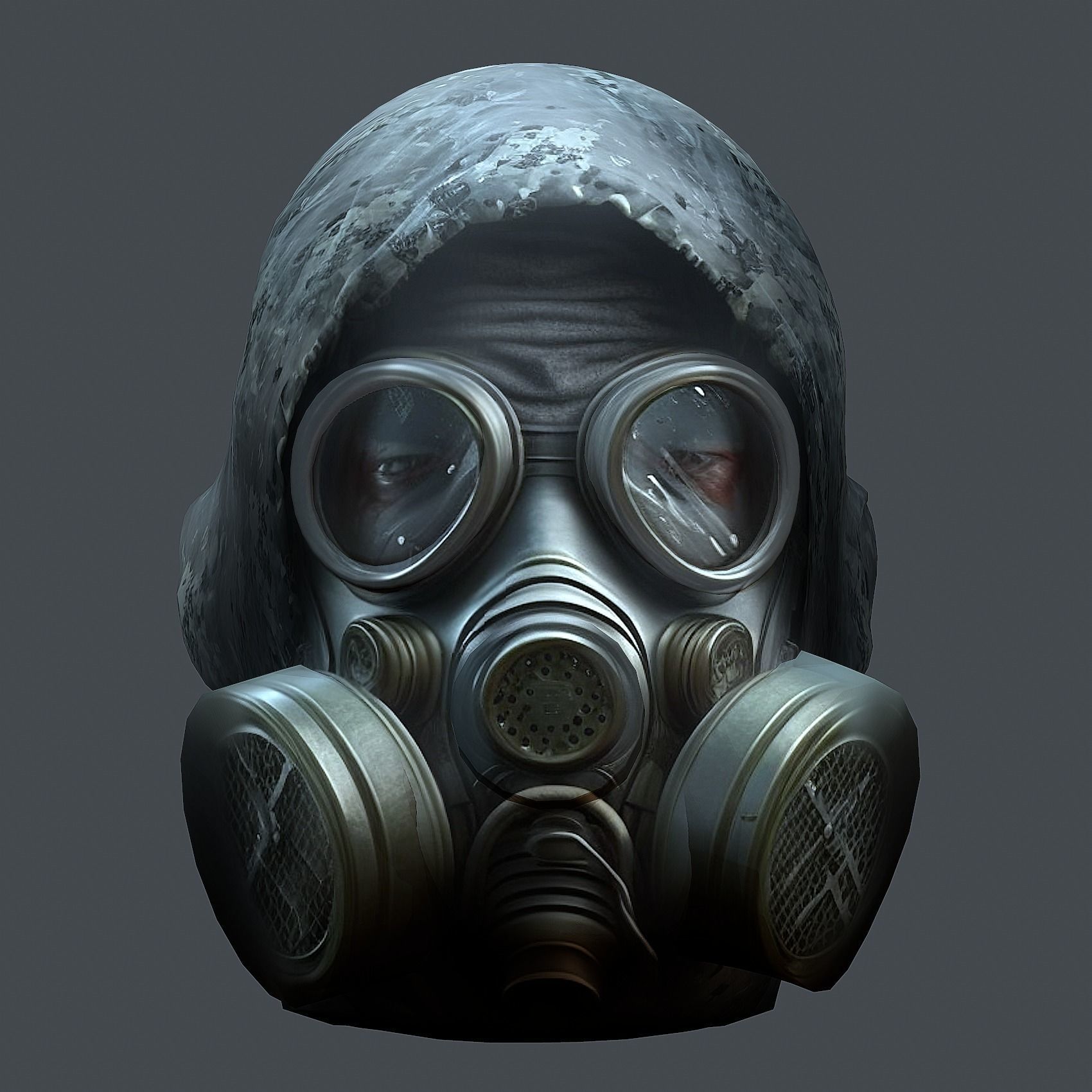 Gas mask helmet 3d model military combat Low-poly 3D mode Low-poly 3D model_1