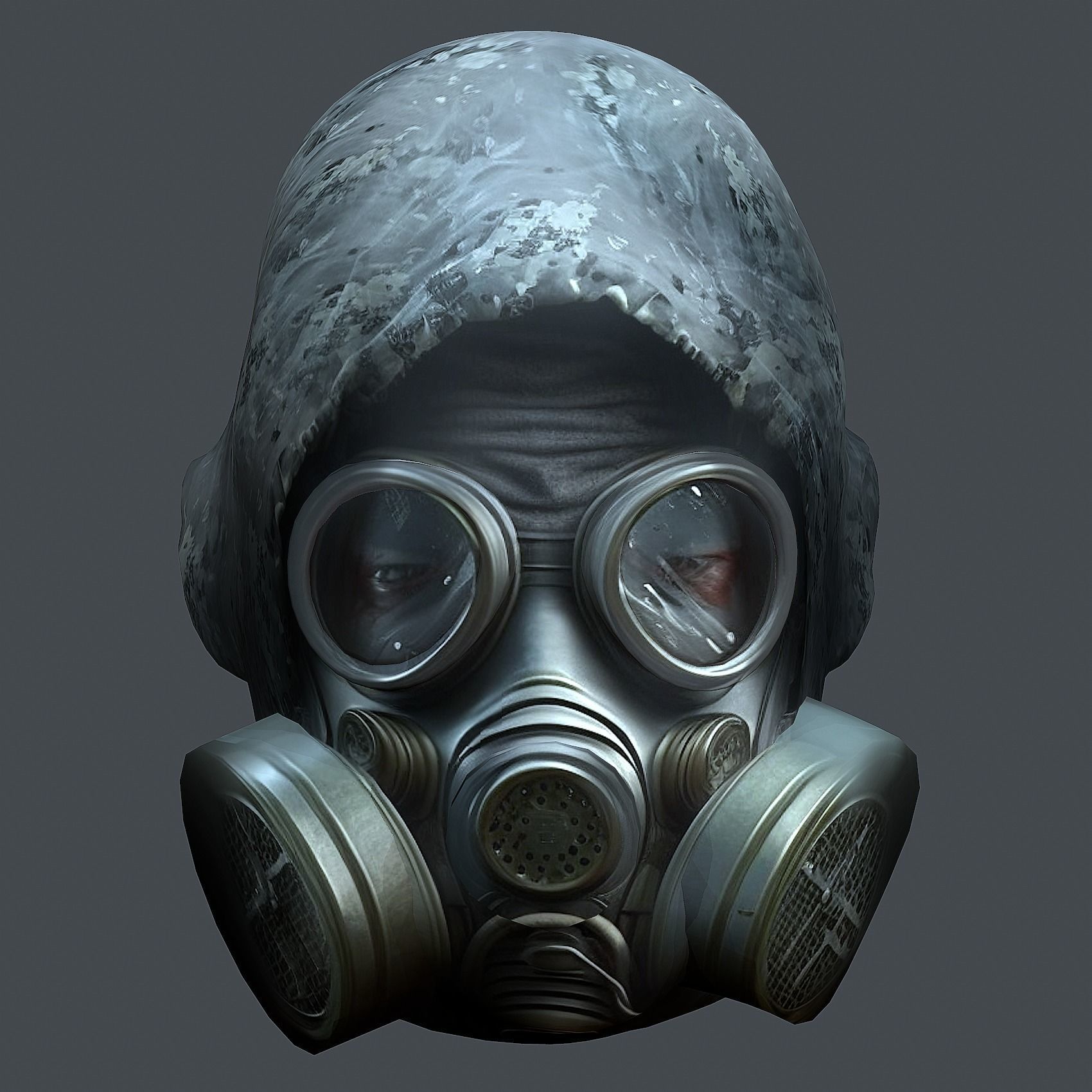 Gas mask helmet 3d model military combat Low-poly 3D mode Low-poly 3D model_4