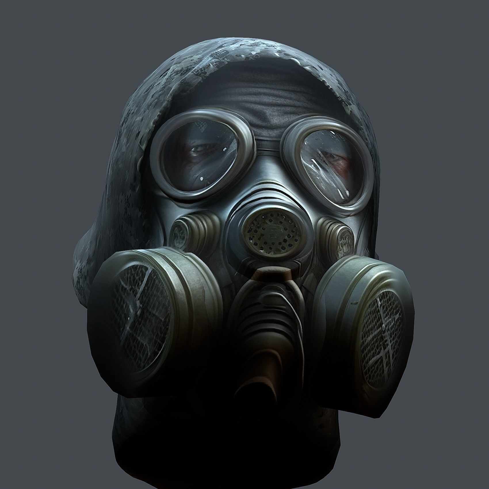 Gas mask helmet 3d model military combat Low-poly 3D mode Low-poly 3D model_5