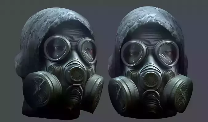Gas mask helmet 3d model military combat Low-poly 3D mode