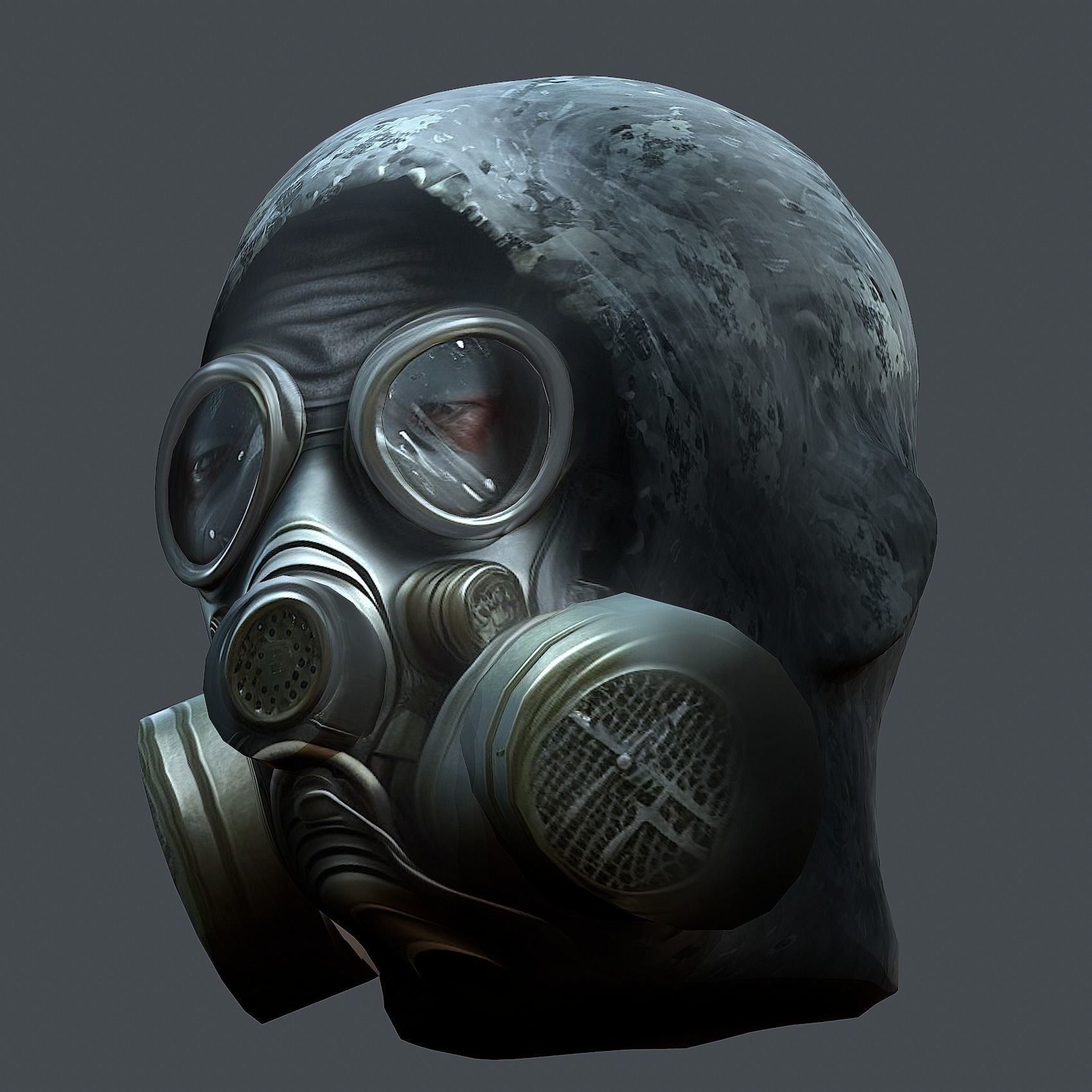 Gas mask helmet 3d model military combat Low-poly 3D mode Low-poly 3D model_3
