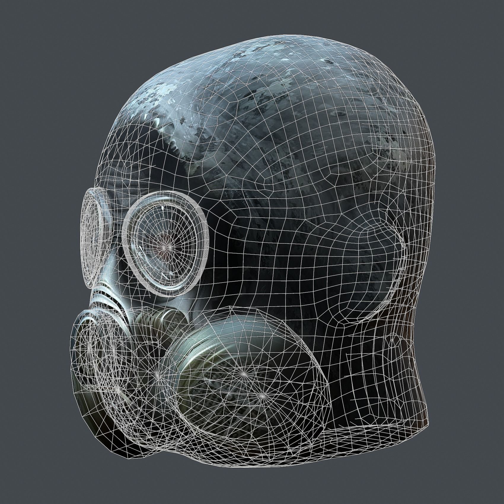 Gas mask helmet 3d model military combat Low-poly 3D mode Low-poly 3D model_9
