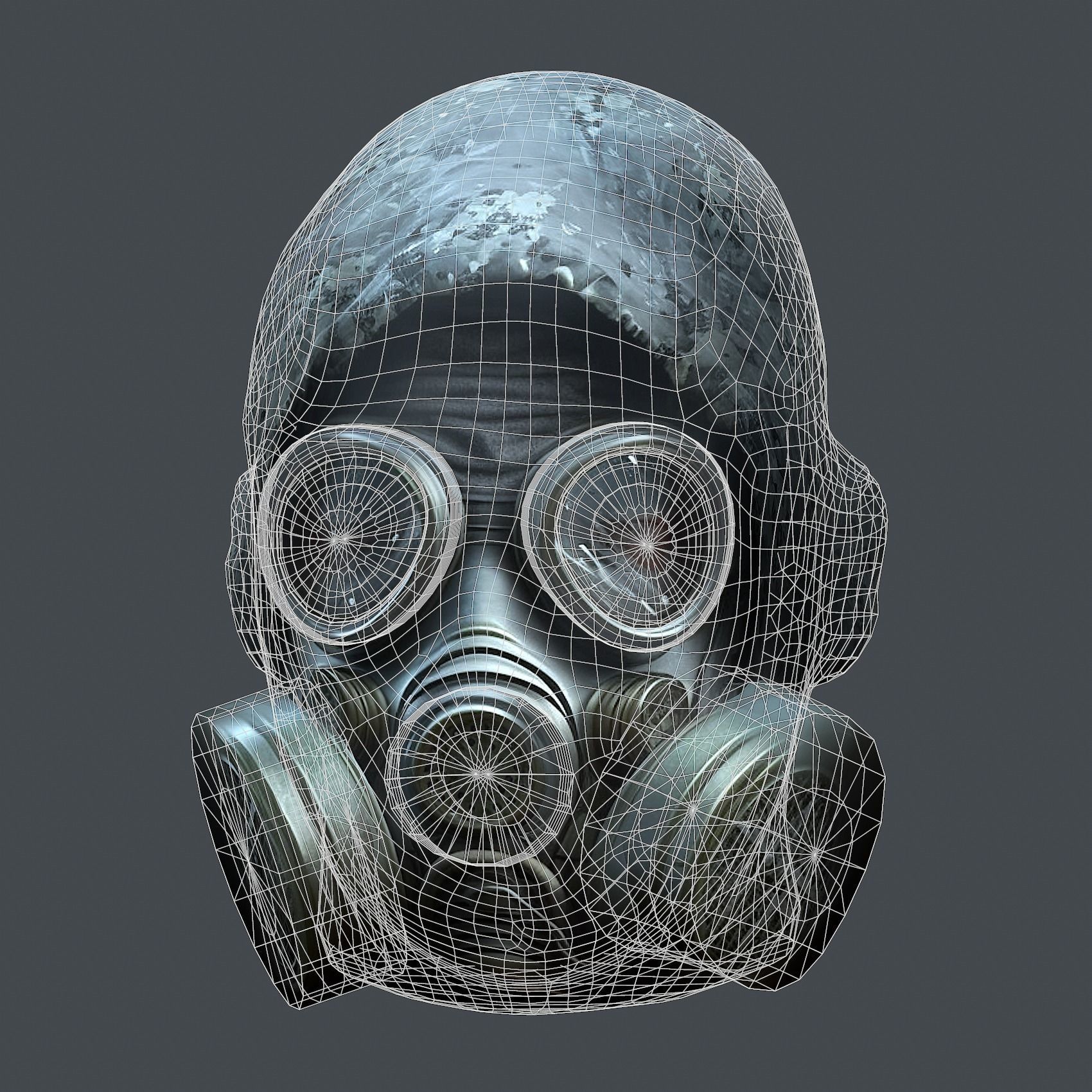 Gas mask helmet 3d model military combat Low-poly 3D mode Low-poly 3D model_10
