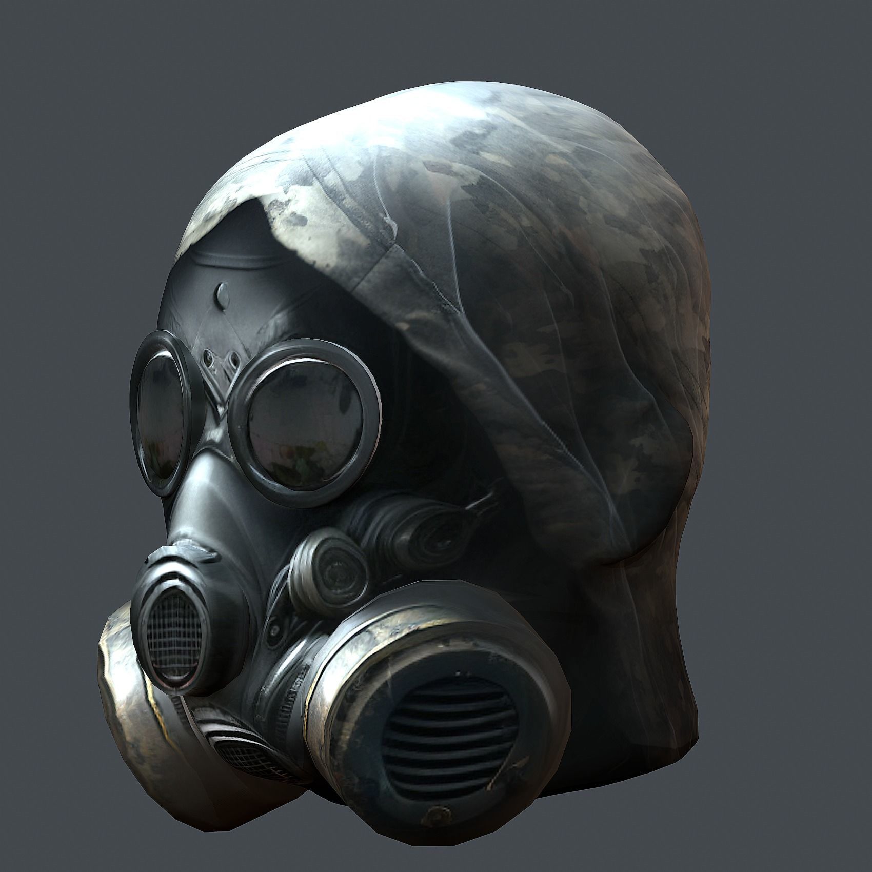 Gas mask helmet 3d model military combat Low-poly  Low-poly 3D model_7