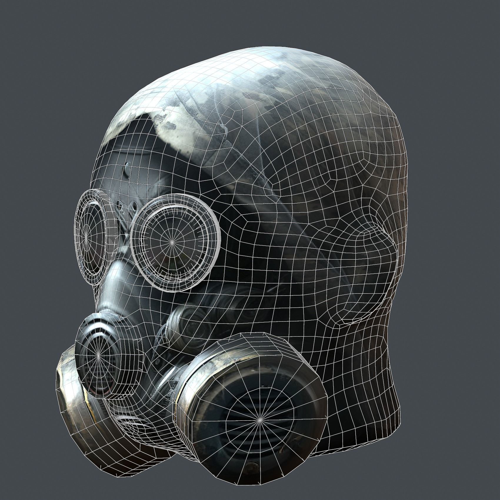Gas mask helmet 3d model military combat Low-poly  Low-poly 3D model_8