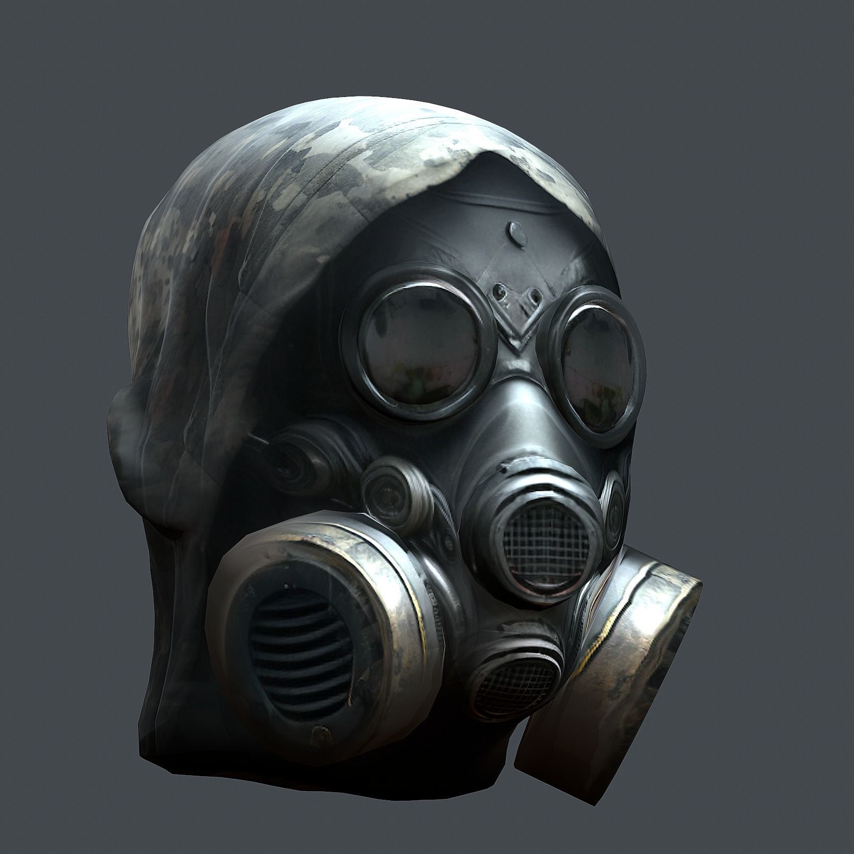 Gas mask helmet 3d model military combat Low-poly  Low-poly 3D model_2