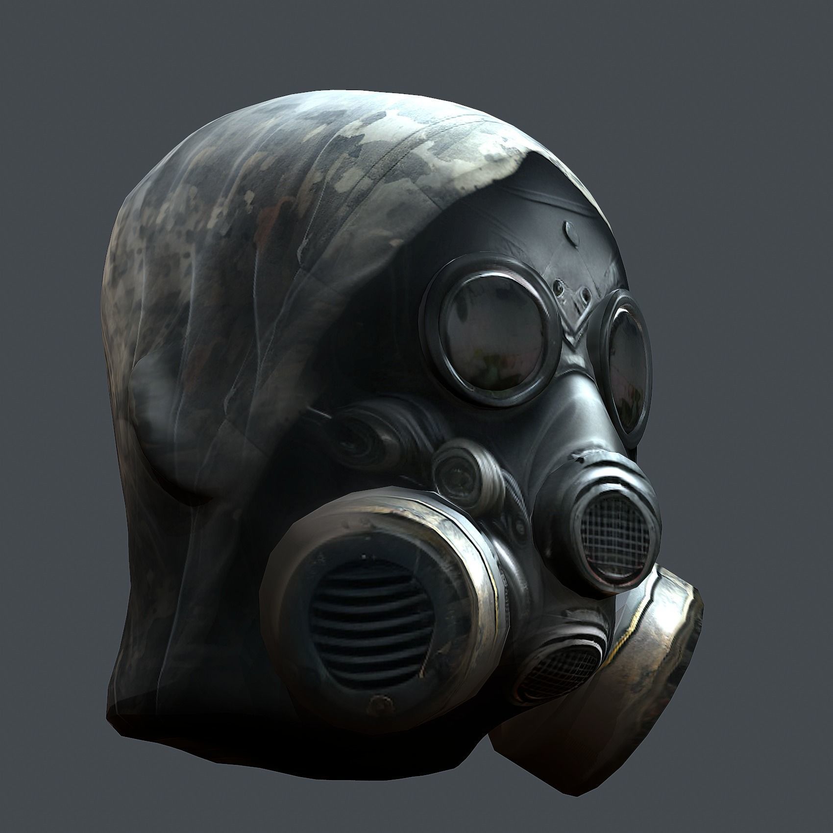Gas mask helmet 3d model military combat Low-poly  Low-poly 3D model_6