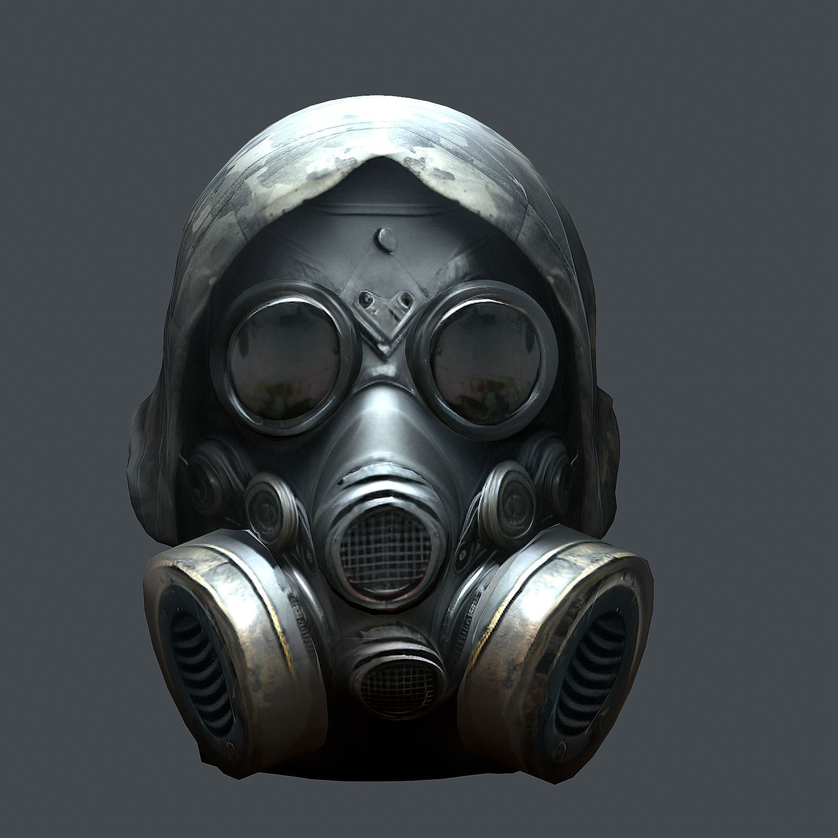 Gas mask helmet 3d model military combat Low-poly  Low-poly 3D model_1