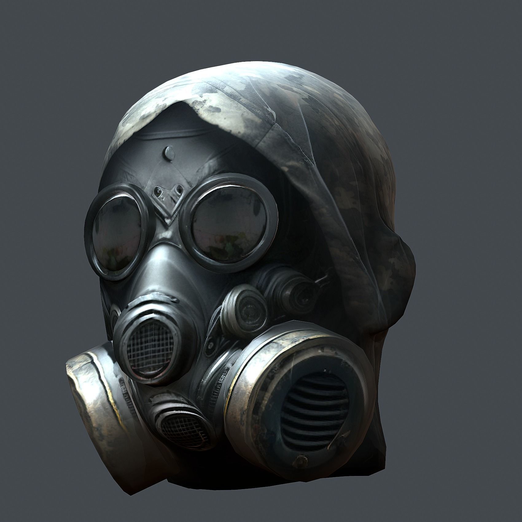 Gas mask helmet 3d model military combat Low-poly  Low-poly 3D model_3