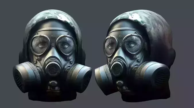 Gas mask helmet 3d model military combat Low-poly 3D model