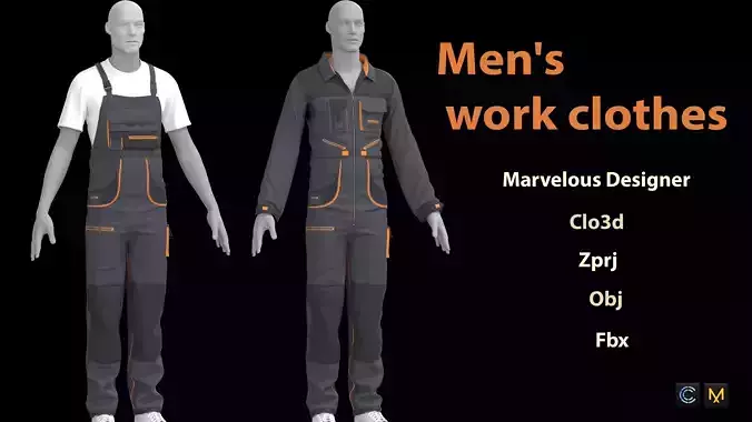 Men Work Clothes 3D model