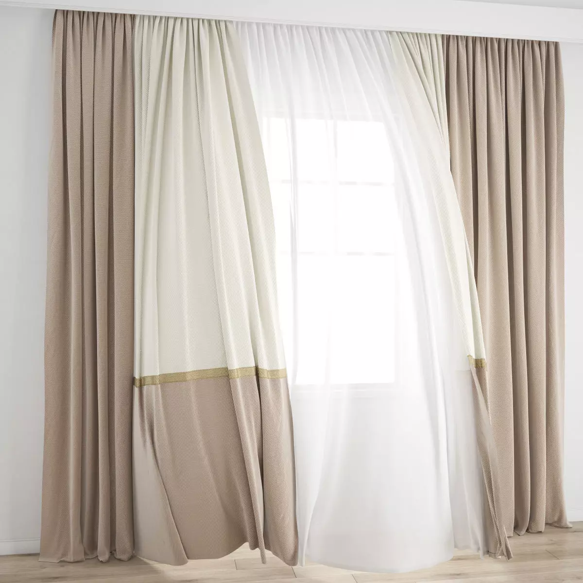 Wind blowing effect Curtain482 3D model