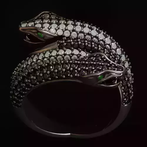 Double Snake Ring with diamonds 3D print model