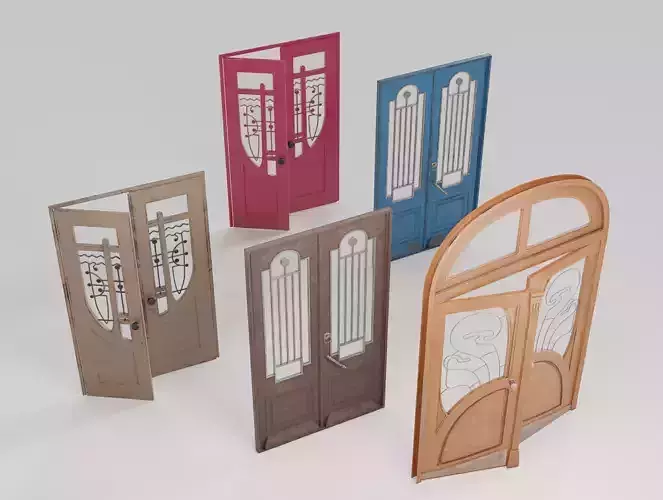 Old Doors pack Low-poly 3D model