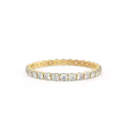 Round Diamond Full Eternity Band Brilliant Zircon Gold Ring 3D
