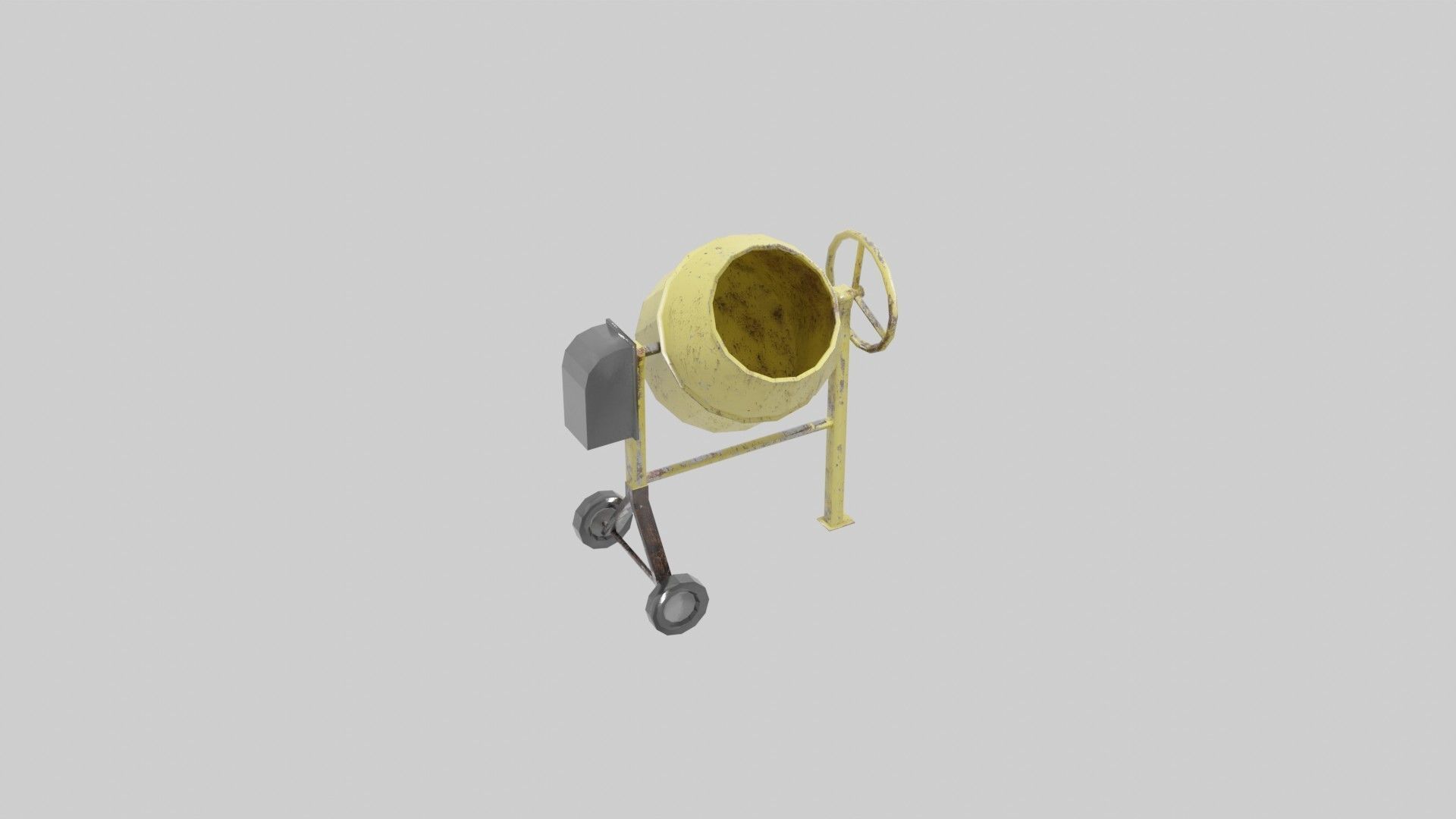 Cement mixer Low-poly 3D model_1
