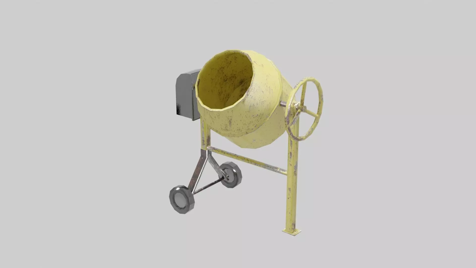 Cement mixer Low-poly 3D model_0