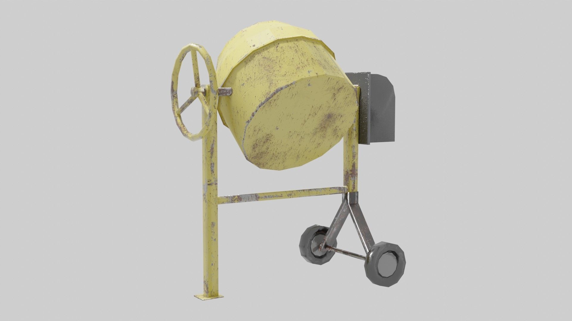 Cement mixer Low-poly 3D model_4
