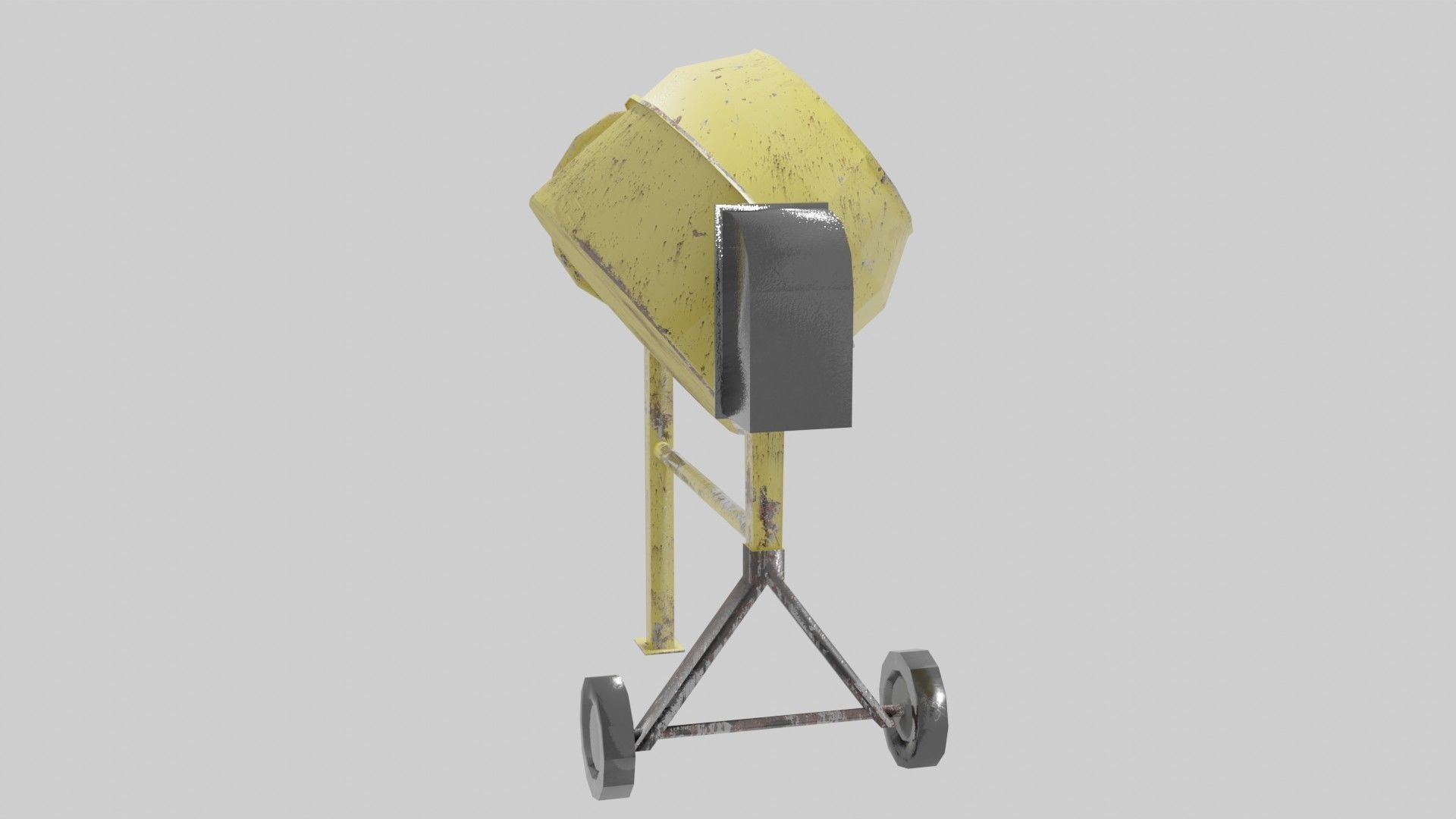 Cement mixer Low-poly 3D model_3