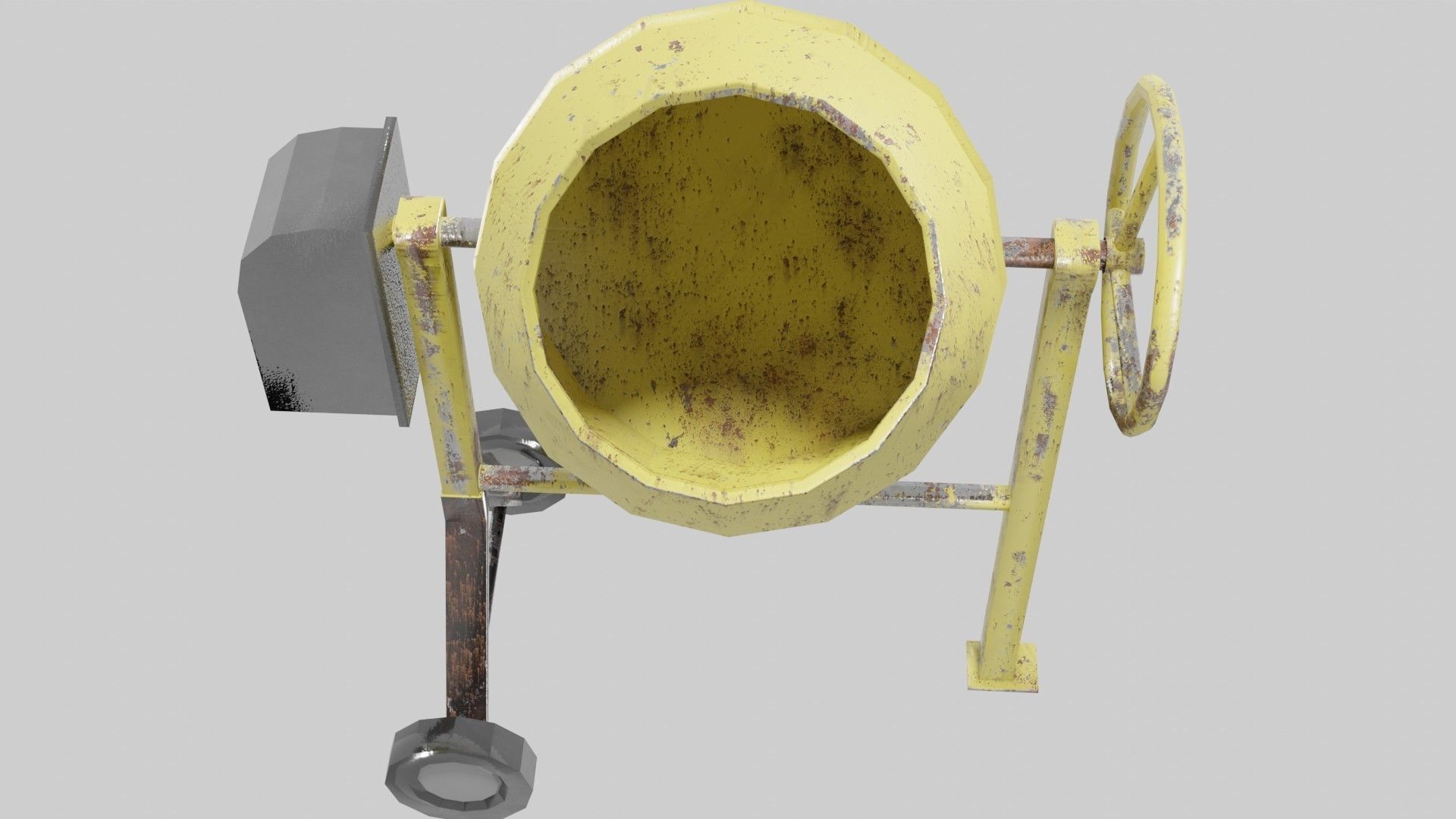Cement mixer Low-poly 3D model_2