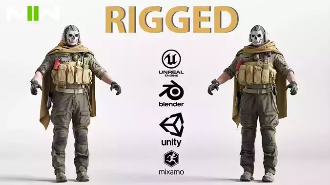 GHOST from Call Of Duty RIGGED 3D model