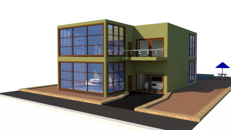 Guest House  Low-poly 3D model_0