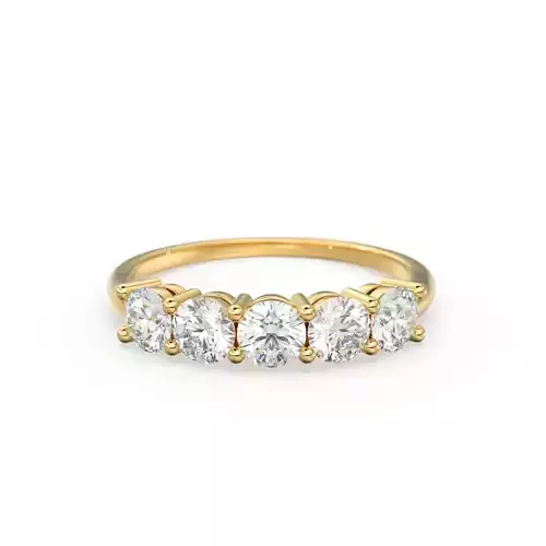 5 Stone Diamond Anniversary Ring Gold Zircon Wedding Band
