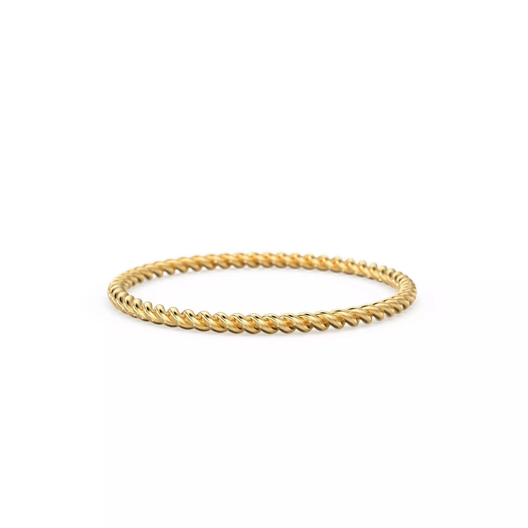 Rope Twisted Gold Band Simple Delicate Stacking Dainty Ring 3D print model_0