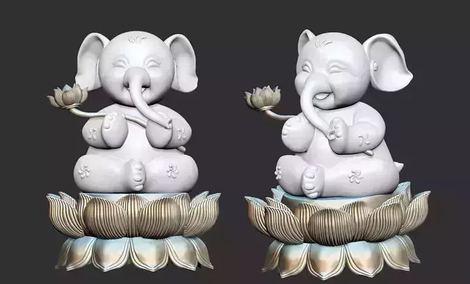 Elephant on lotus flower