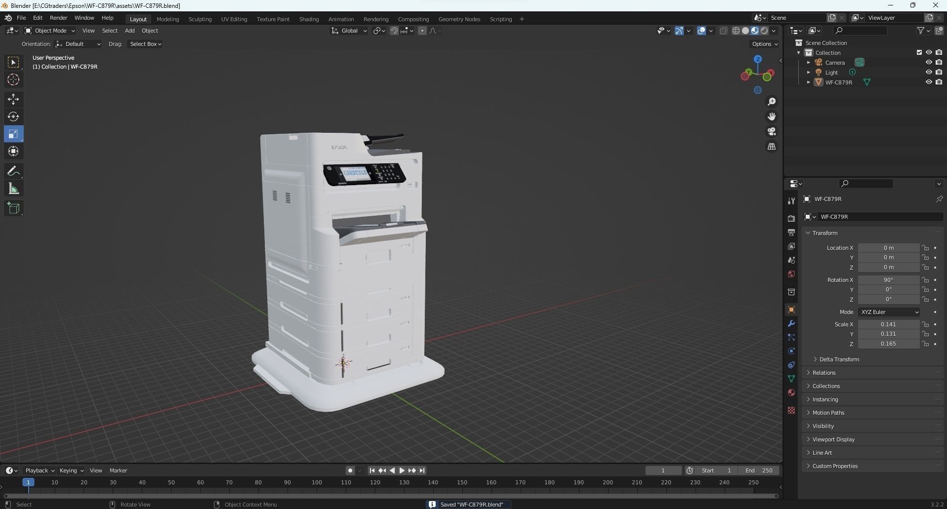 Epson WorkForce Pro WF-C879R Multifunction Color Printer Low-poly 3D model_20