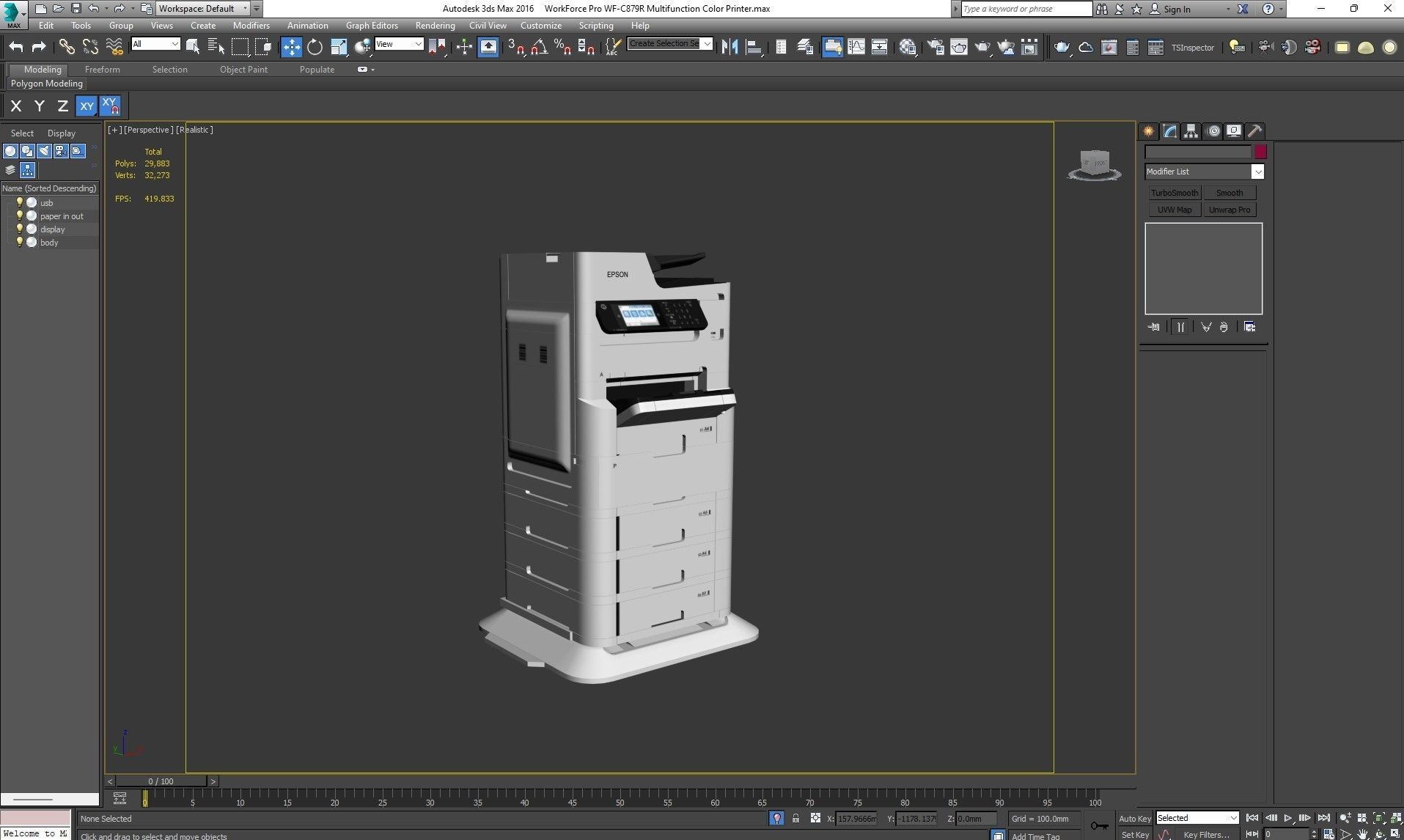 Epson WorkForce Pro WF-C879R Multifunction Color Printer Low-poly 3D model_22