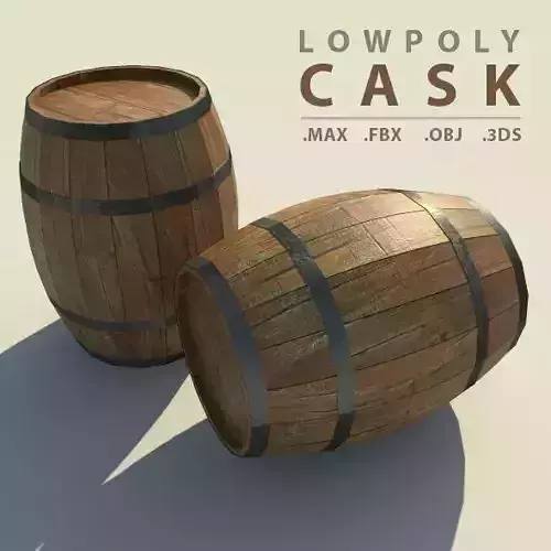 Wooden Cask low-poly 3d model