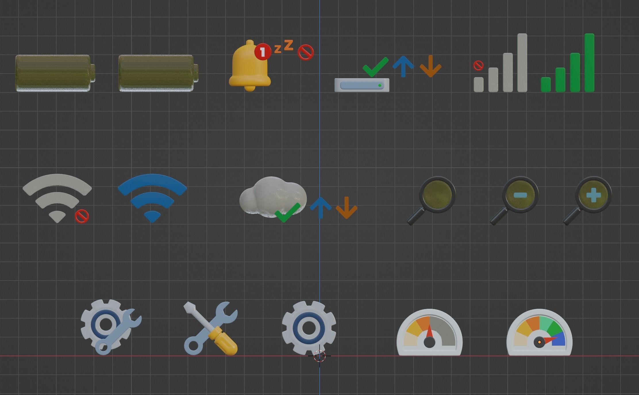 3D System icons 3D model_1