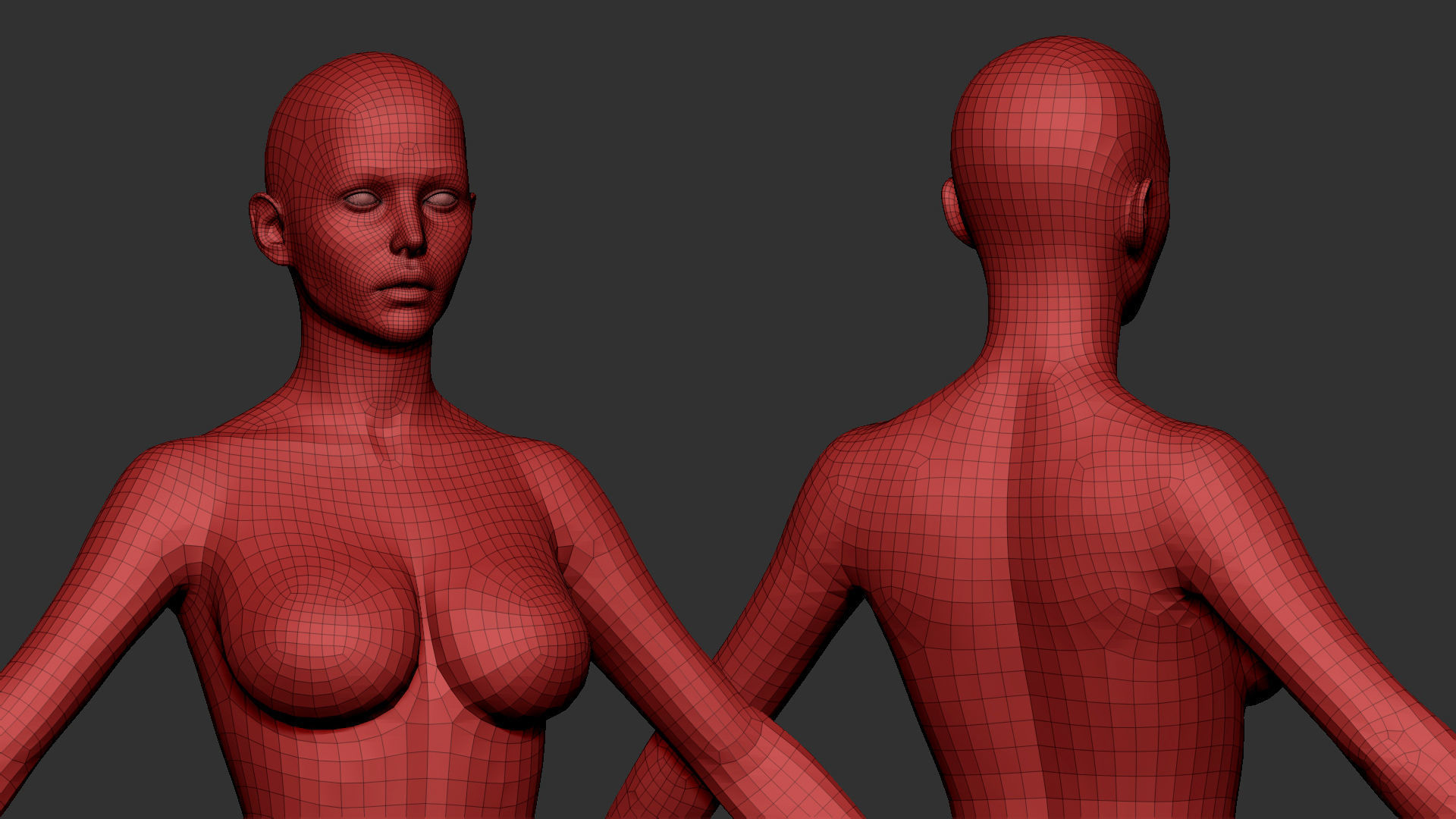 Female basemesh with good topology and UV Low-poly 3D model_1