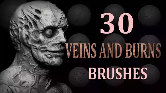 30 Veins and Burns Brush  Alphas Texture